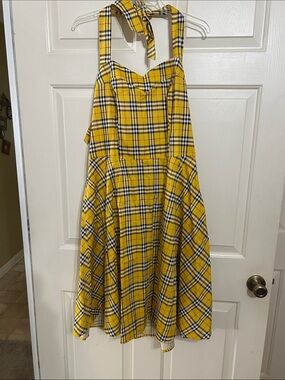 Yellow Plaid Halter Dress